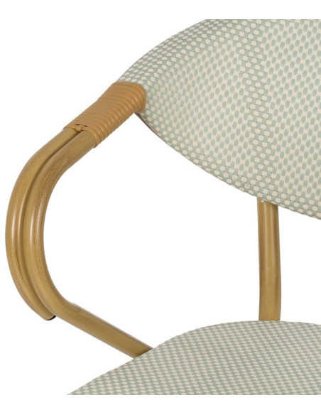 Fauteuil bistrot parisien en Métal Beige Textilène Vert d'eau Rainer (Lot de 2) - 6