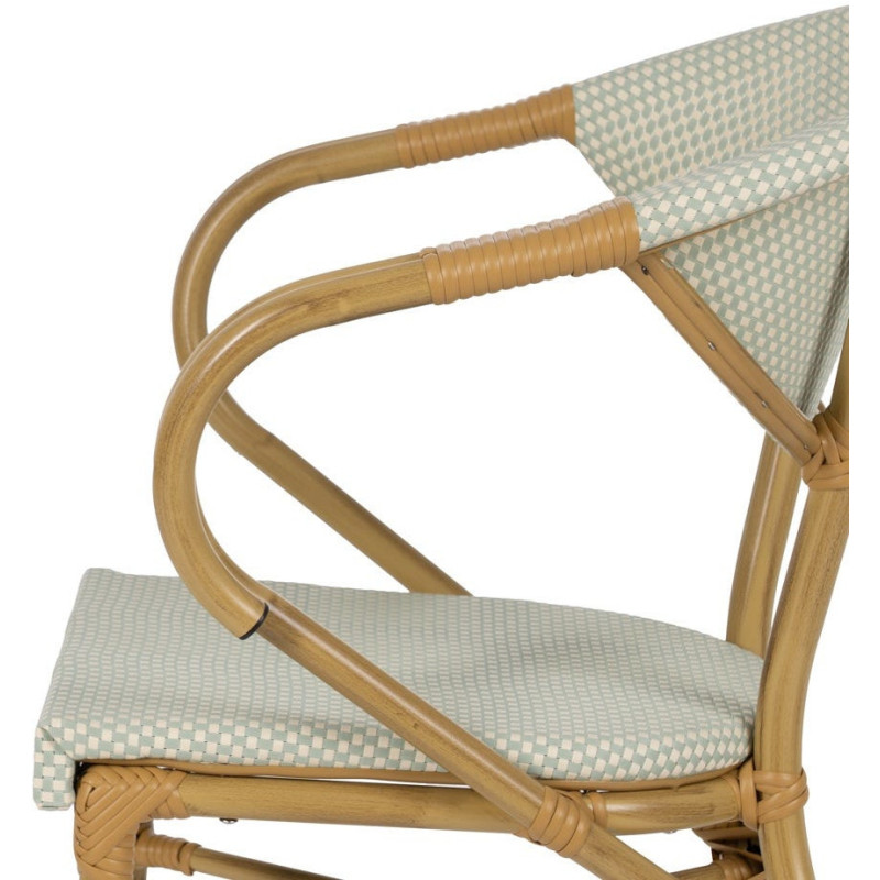 Fauteuil bistrot parisien en Métal Beige Textilène Vert d'eau Rainer (Lot de 2) - 7