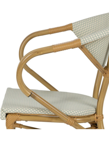 Fauteuil bistrot parisien en Métal Beige Textilène Vert d'eau Rainer (Lot de 2) - 7