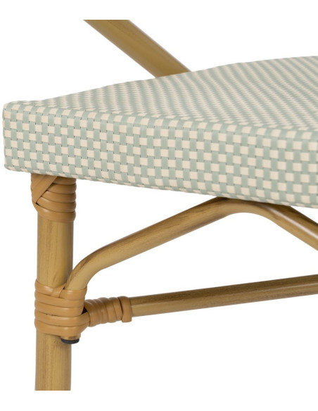 Fauteuil bistrot parisien en Métal Beige Textilène Vert d'eau Rainer (Lot de 2) - 9