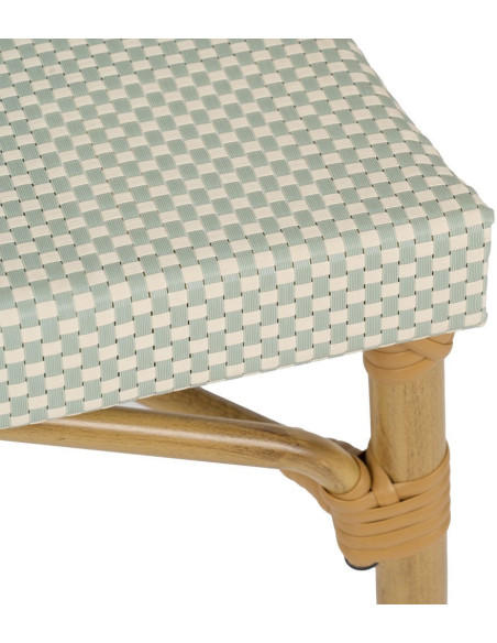 Fauteuil bistrot parisien en Métal Beige Textilène Vert d'eau Rainer (Lot de 2) - 10