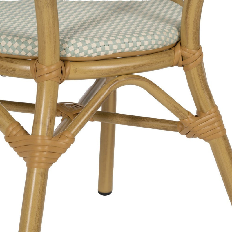 Fauteuil bistrot parisien en Métal Beige Textilène Vert d'eau Rainer (Lot de 2) - 11