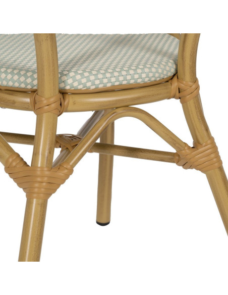Fauteuil bistrot parisien en Métal Beige Textilène Vert d'eau Rainer (Lot de 2) - 11