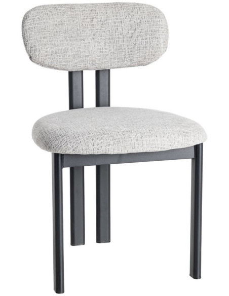 Chaise moderne en Tissu Gris Métal Noir Olve (Lot de 2) - 1