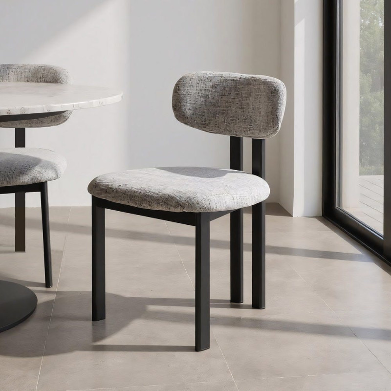 Chaise moderne en Tissu Gris Métal Noir Olve (Lot de 2) - 2