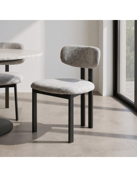 Chaise moderne en Tissu Gris Métal Noir Olve (Lot de 2) - 2