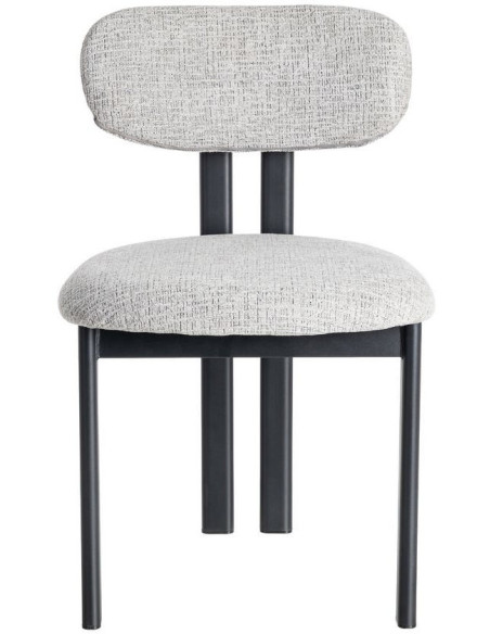 Chaise moderne en Tissu Gris Métal Noir Olve (Lot de 2) - 3