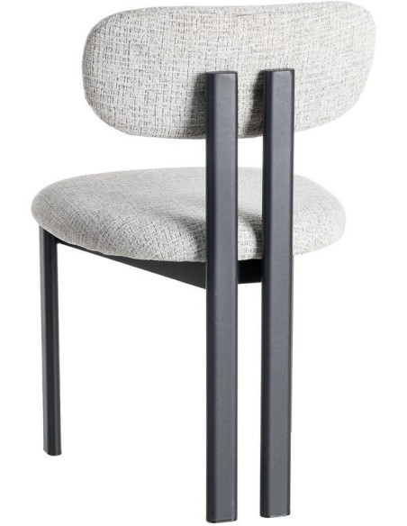 Chaise moderne en Tissu Gris Métal Noir Olve (Lot de 2) - 5
