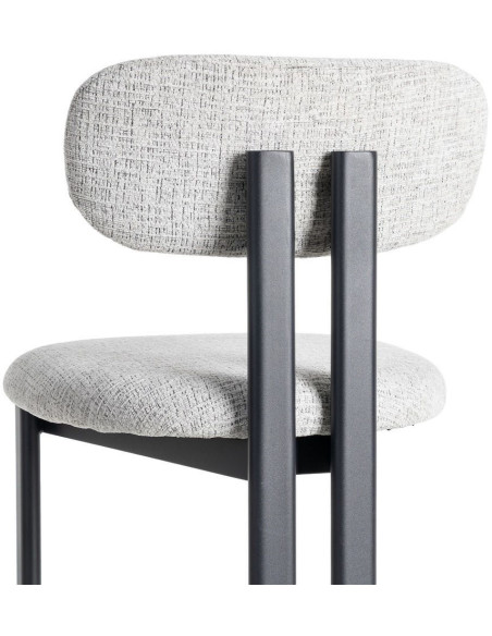 Chaise moderne en Tissu Gris Métal Noir Olve (Lot de 2) - 6