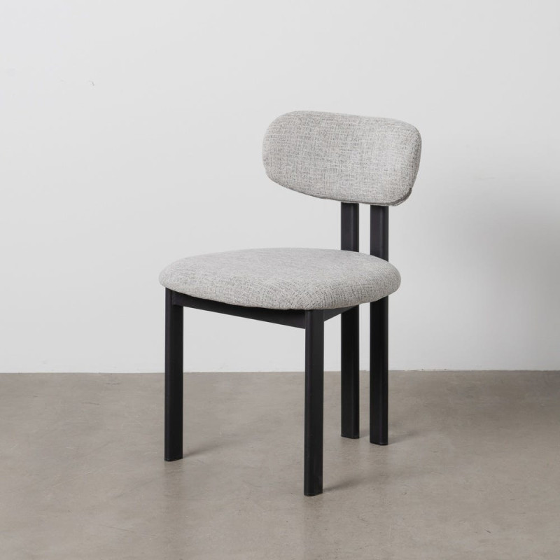 Chaise moderne en Tissu Gris Métal Noir Olve (Lot de 2) - 12