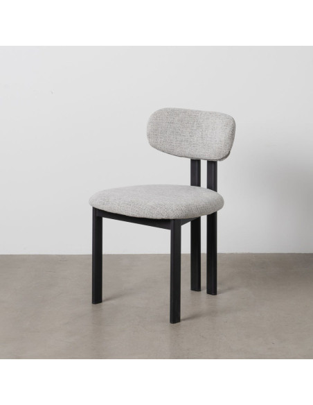 Chaise moderne en Tissu Gris Métal Noir Olve (Lot de 2) - 12
