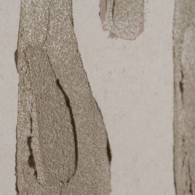 Grande Toile murale abstraite 100x140 avec cadre en PS Naturel effet bois Tissu Beige Blanc Texturé Motif géométrique Armina - 3