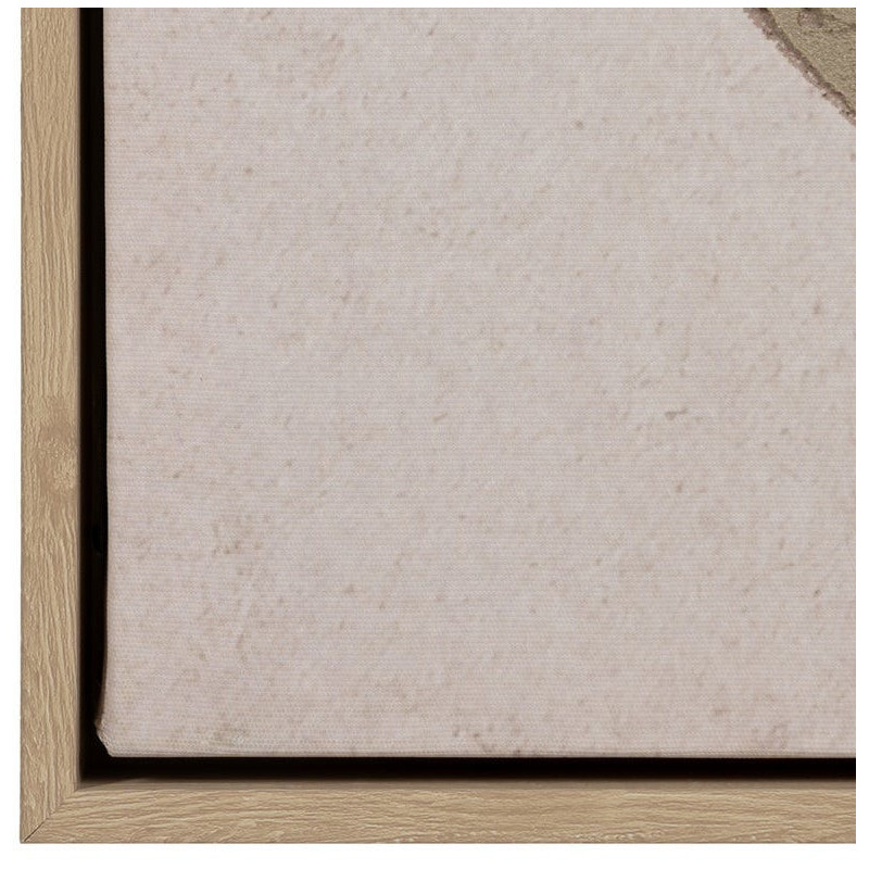 Grande Toile murale abstraite 100x140 avec cadre en PS Naturel effet bois Tissu Beige Blanc Texturé Motif géométrique Armina - 4