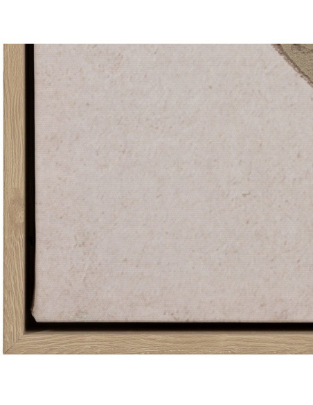 Grande Toile murale abstraite 100x140 avec cadre en PS Naturel effet bois Tissu Beige Blanc Texturé Motif géométrique Armina - 4