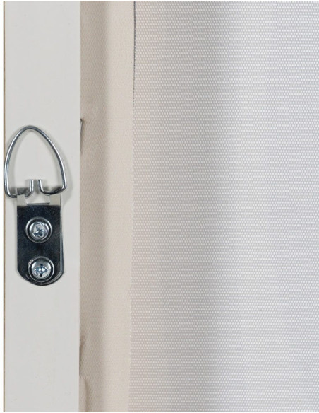 Grande Toile murale abstraite 100x140 avec cadre en PS Naturel effet bois Tissu Beige Blanc Texturé Motif géométrique Armina - 6