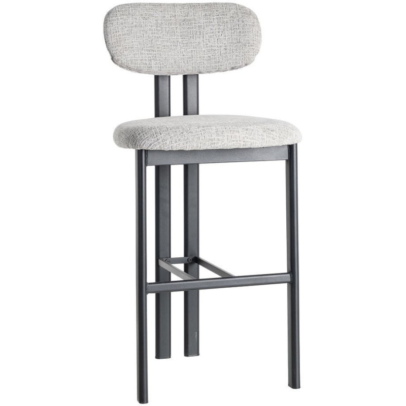 Tabouret de bar moderne en Tissu Gris Métal Noir Olve (Lot de 2) - 1