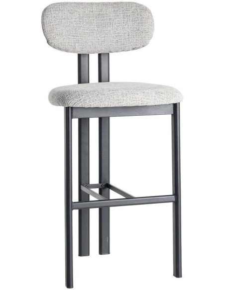 Tabouret de bar moderne en Tissu Gris Métal Noir Olve (Lot de 2) - 1