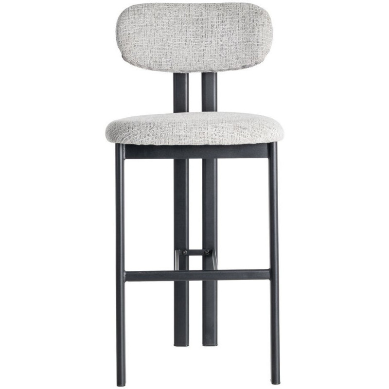 Tabouret de bar moderne en Tissu Gris Métal Noir Olve (Lot de 2) - 3