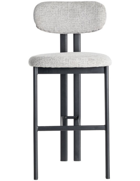 Tabouret de bar moderne en Tissu Gris Métal Noir Olve (Lot de 2) - 3