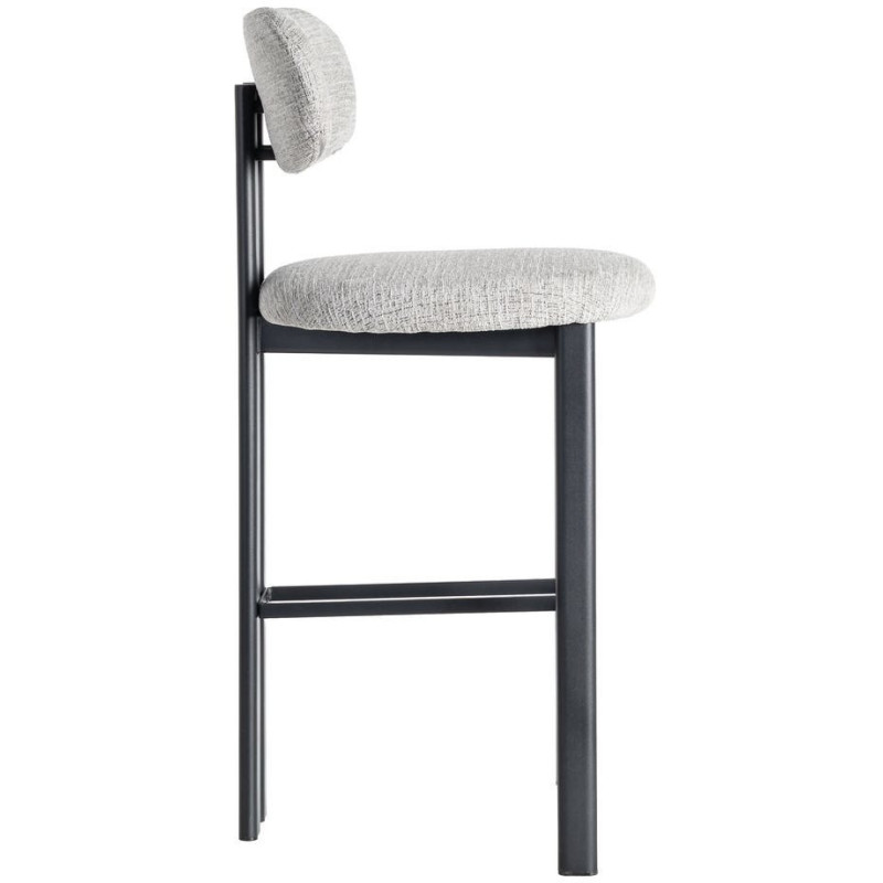 Tabouret de bar moderne en Tissu Gris Métal Noir Olve (Lot de 2) - 4