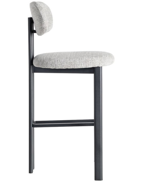 Tabouret de bar moderne en Tissu Gris Métal Noir Olve (Lot de 2) - 4
