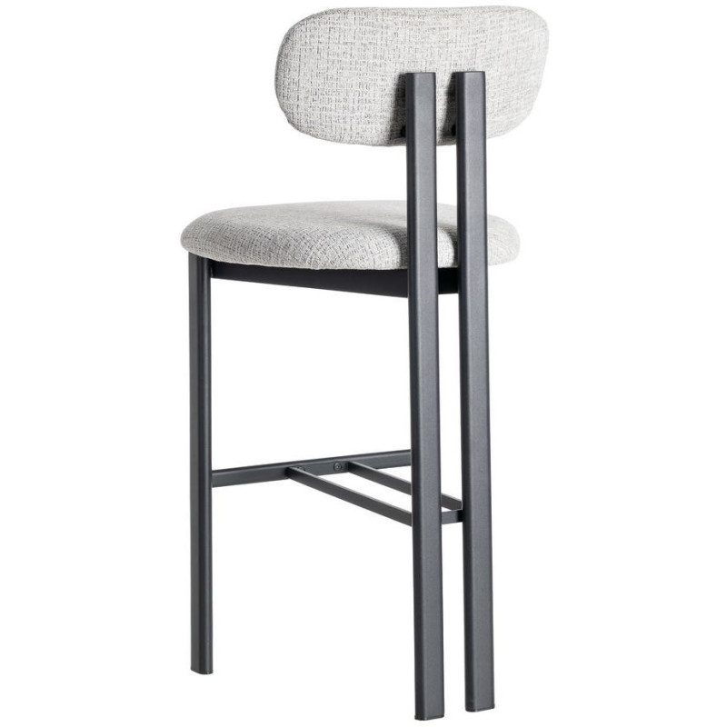 Tabouret de bar moderne en Tissu Gris Métal Noir Olve (Lot de 2) - 5