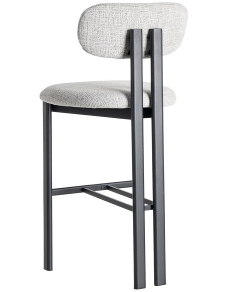 Tabouret de bar moderne en Tissu Gris Métal Noir Olve (Lot de 2) - 5
