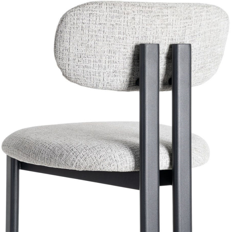 Tabouret de bar moderne en Tissu Gris Métal Noir Olve (Lot de 2) - 6