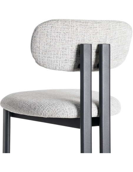 Tabouret de bar moderne en Tissu Gris Métal Noir Olve (Lot de 2) - 6