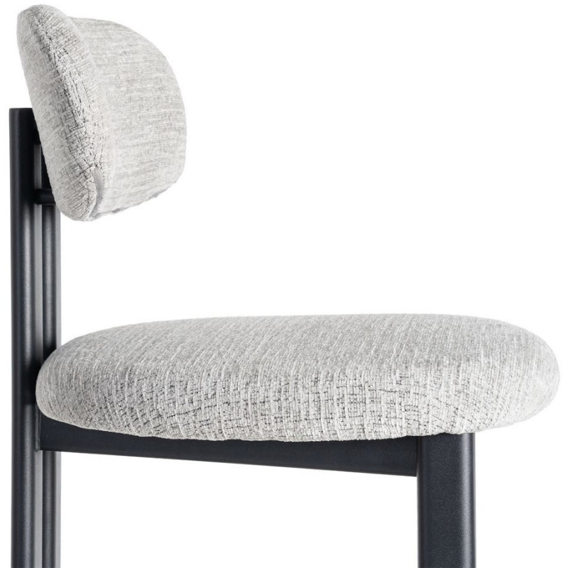 Tabouret de bar moderne en Tissu Gris Métal Noir Olve (Lot de 2) - 7