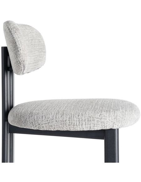 Tabouret de bar moderne en Tissu Gris Métal Noir Olve (Lot de 2) - 7