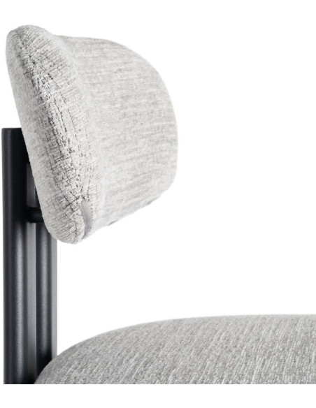 Tabouret de bar moderne en Tissu Gris Métal Noir Olve (Lot de 2) - 8