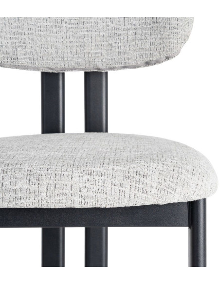 Tabouret de bar moderne en Tissu Gris Métal Noir Olve (Lot de 2) - 9