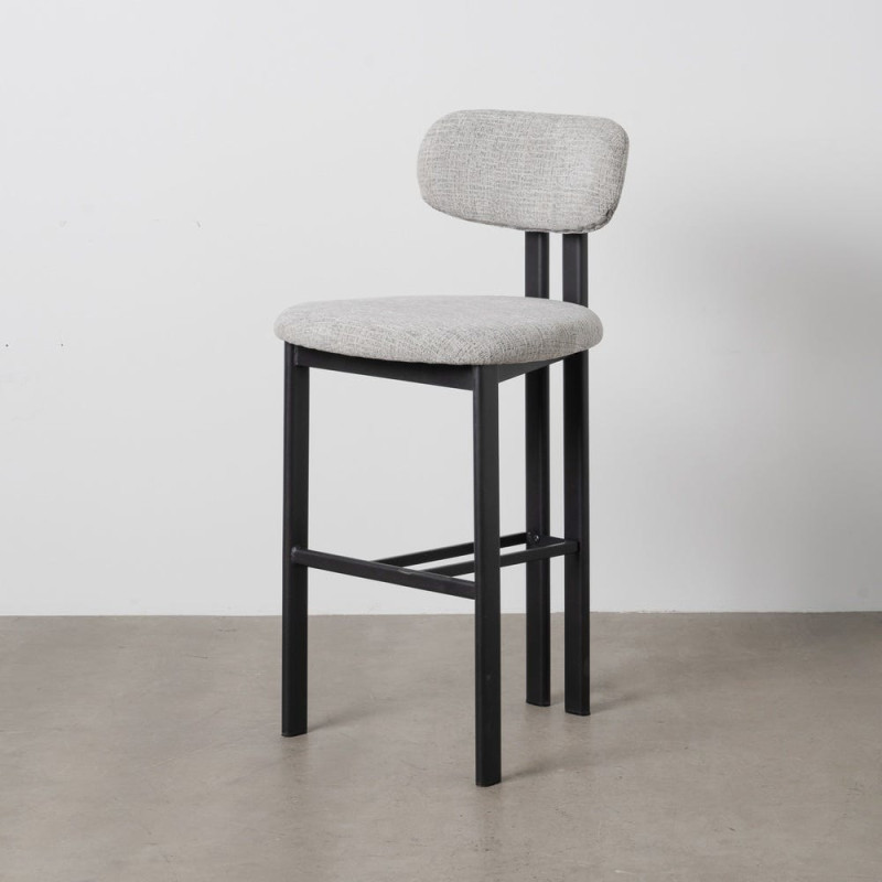 Tabouret de bar moderne en Tissu Gris Métal Noir Olve (Lot de 2) - 12