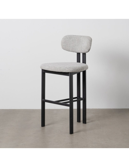 Tabouret de bar moderne en Tissu Gris Métal Noir Olve (Lot de 2) - 12