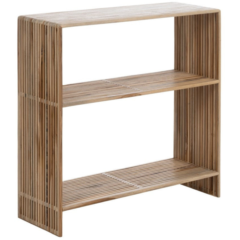 Console d'entrée moderne scandinave Rectangulaire 2 étagères Bois de teck recyclé Naturel Bellamonte - 1