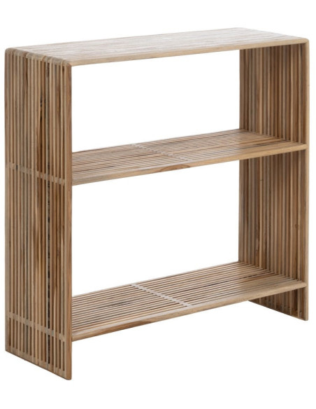 Console d'entrée moderne scandinave Rectangulaire 2 étagères Bois de teck recyclé Naturel Bellamonte - 1