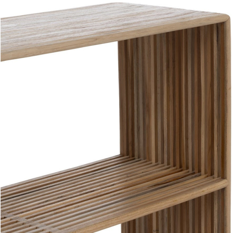 Console d'entrée moderne scandinave Rectangulaire 2 étagères Bois de teck recyclé Naturel Bellamonte - 4