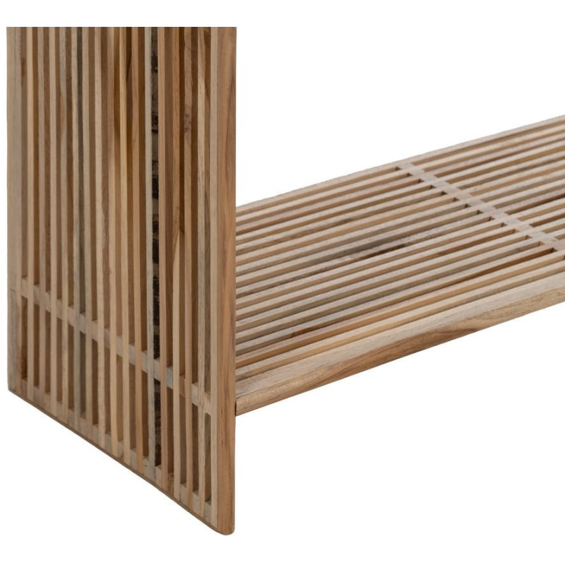Console d'entrée moderne scandinave Rectangulaire 2 étagères Bois de teck recyclé Naturel Bellamonte - 6