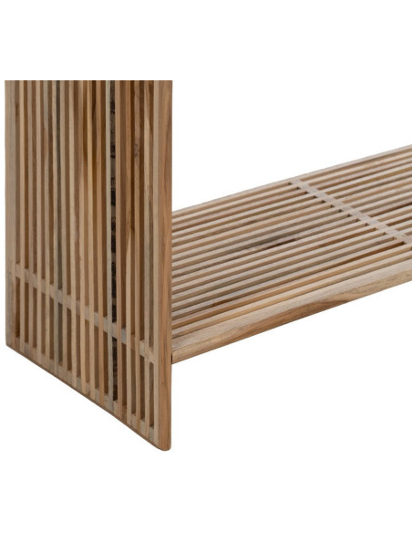 Console d'entrée moderne scandinave Rectangulaire 2 étagères Bois de teck recyclé Naturel Bellamonte - 6