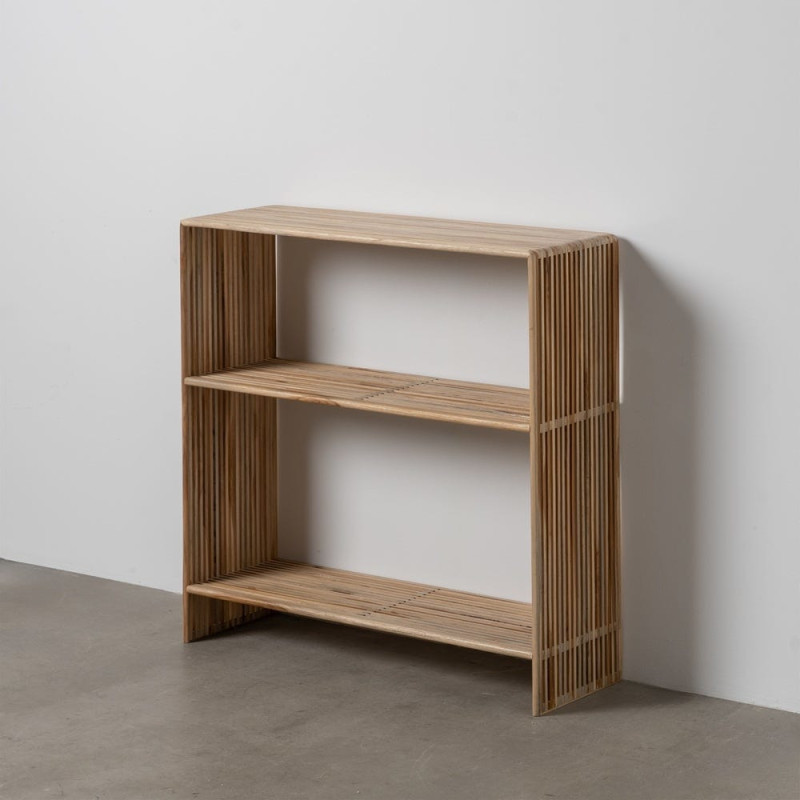 Console d'entrée moderne scandinave Rectangulaire 2 étagères Bois de teck recyclé Naturel Bellamonte - 10