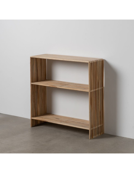 Console d'entrée moderne scandinave Rectangulaire 2 étagères Bois de teck recyclé Naturel Bellamonte - 10