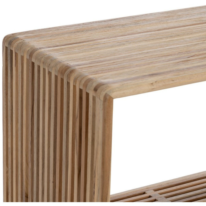 Petite Étagère moderne scandinave 2 niveaux Bois de teck recyclé Naturel Bellamonte - 3