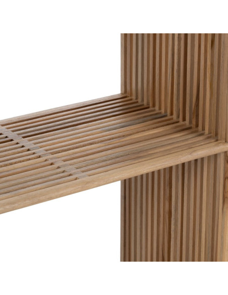 Petite Étagère moderne scandinave 2 niveaux Bois de teck recyclé Naturel Bellamonte - 5