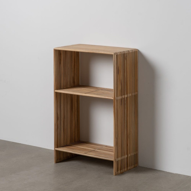Petite Étagère moderne scandinave 2 niveaux Bois de teck recyclé Naturel Bellamonte - 10