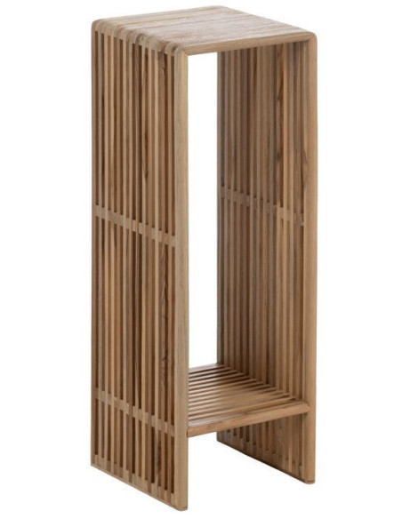 Sellette haute moderne scandinave Rectangulaire 1 étagère Bois de teck recyclé Naturel Bellamonte (Lot de 2) - 4