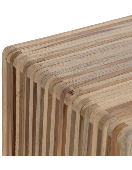 Sellette haute moderne scandinave Rectangulaire 1 étagère Bois de teck recyclé Naturel Bellamonte (Lot de 2) - 5