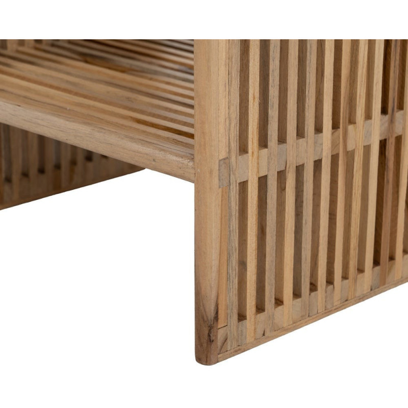 Sellette haute moderne scandinave Rectangulaire 1 étagère Bois de teck recyclé Naturel Bellamonte (Lot de 2) - 10