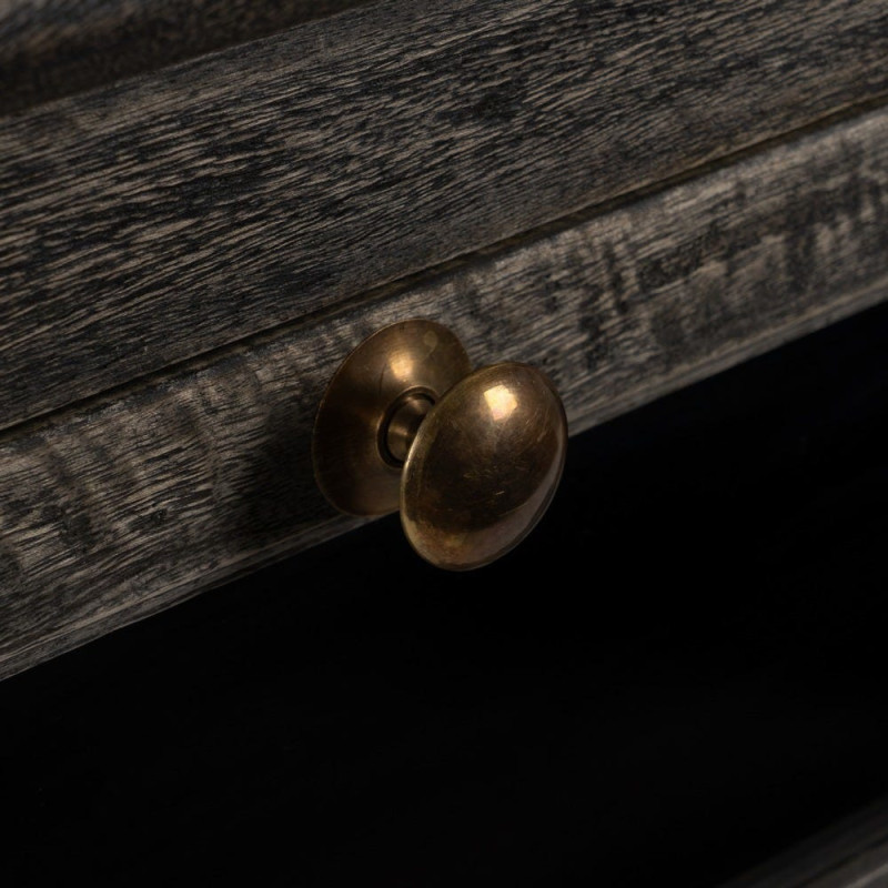 Grand Buffet de cuisine Bas 6 tiroirs 4 étagères en Bois de manguier Gris Marbre Beige Gata - 8