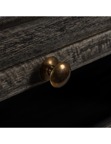 Grand Buffet de cuisine Bas 6 tiroirs 4 étagères en Bois de manguier Gris Marbre Beige Gata - 8